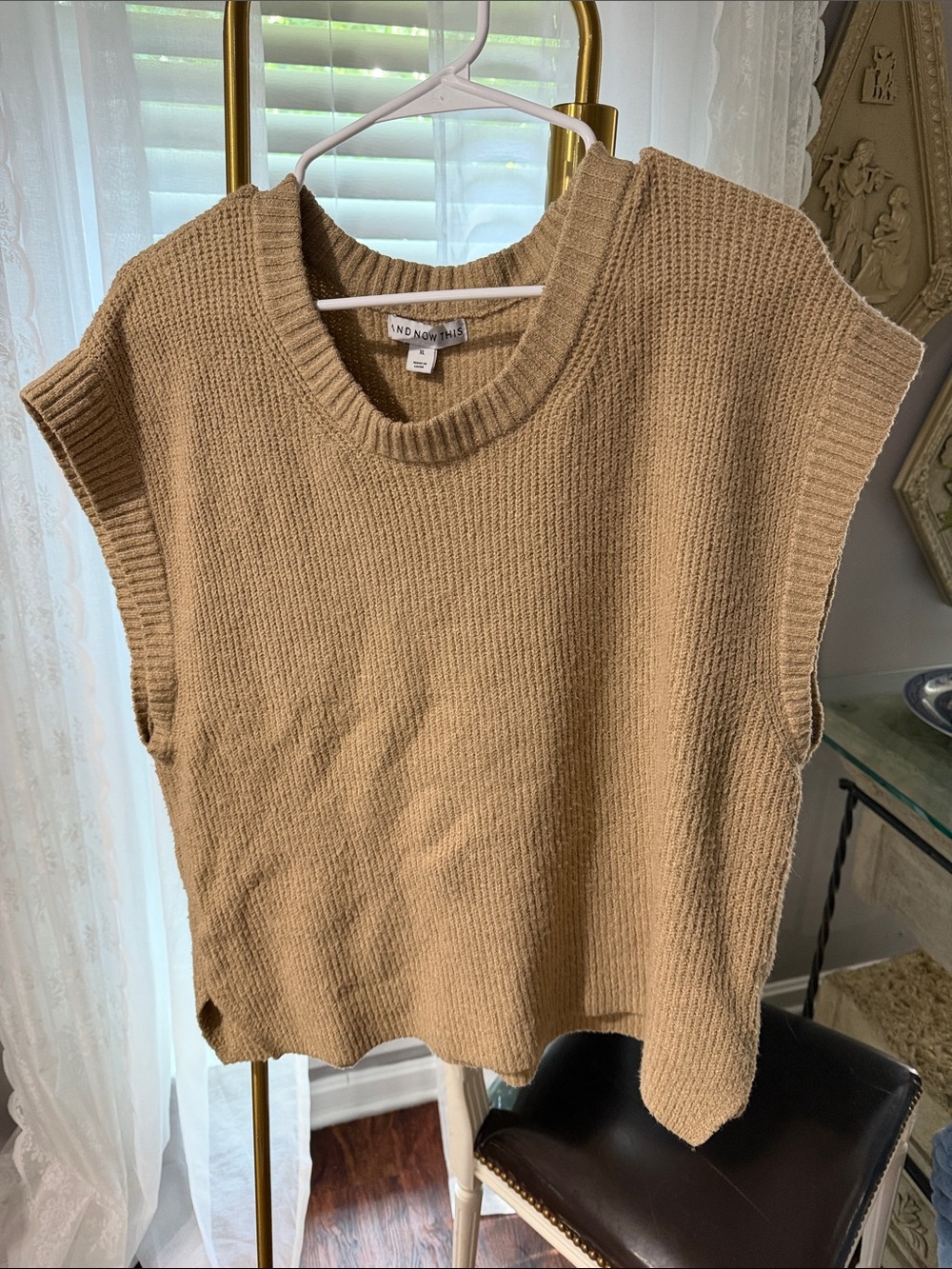 And Now This Sleeveless Crewneck Sweater Vest in Tan